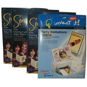 Half Fold Inkjet Greeting Card Paper White Textured Lot of 52 Cards NEW